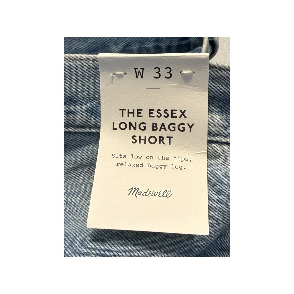 Madewell The Essex Long Baggy Short Londe Wash Denim Raw Hem NU026 Size 16 33 - Picture 6 of 8